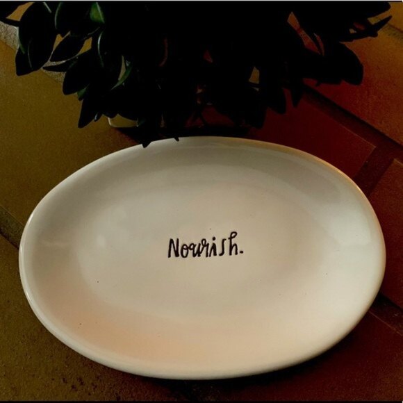 Rae Dunn Script Font Nourish Oval Plate - Picture 2 of 3
